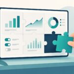 Illustration of a hand placing the final puzzle piece into an analytics dashboard, representing the AI Max setup completing a Search campaign